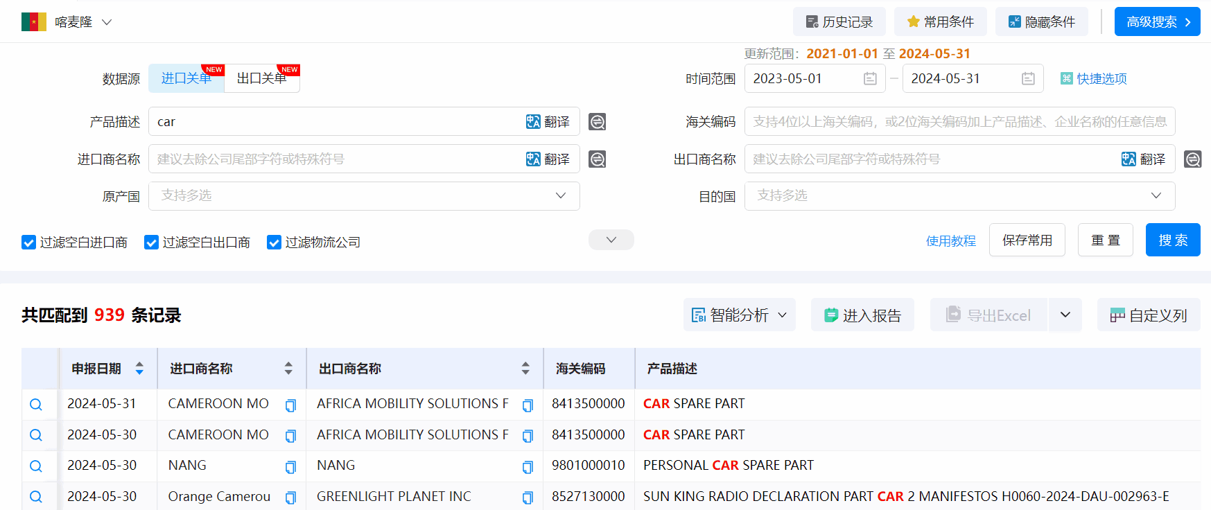 喀麦隆海关数据,海关数据,金年会诚信至上海关数据