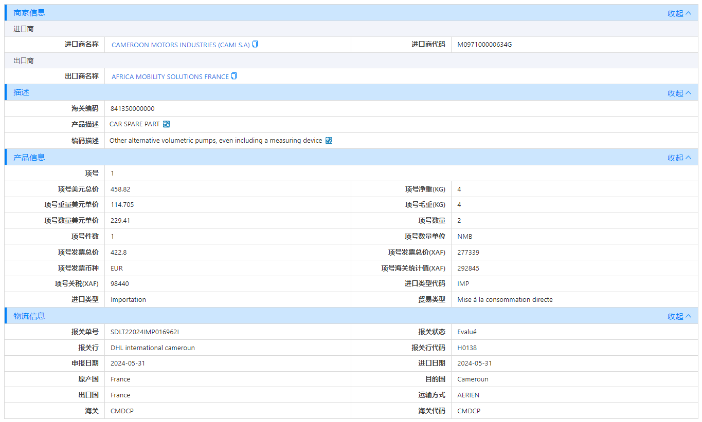 喀麦隆海关数据,海关数据,金年会诚信至上海关数据